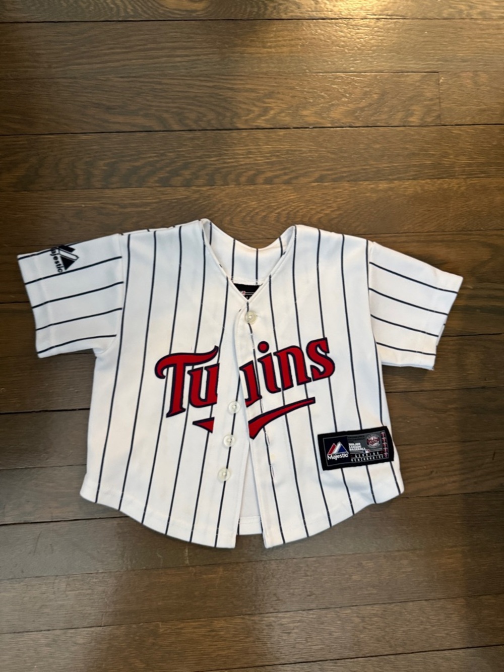 Majestic Kids White Pinstripe Twins Baseball Jersey size 12 months
